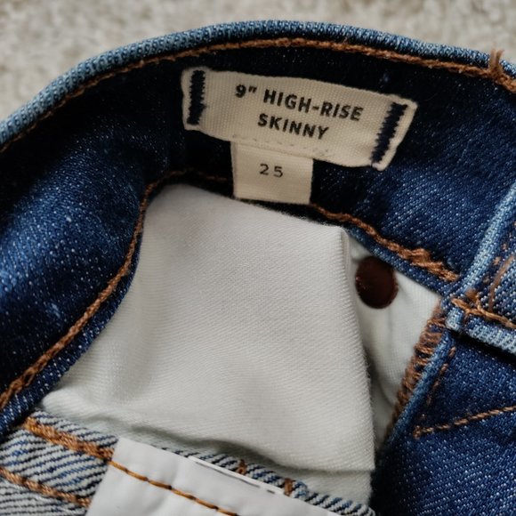 Madewell 9" High-Rise Skinny Jeans in Paloma Wash - Raw Hem Edition Size 25 - Picture 8 of 15